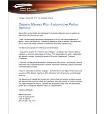 Ontario Mayors Roundtable - Fall Summit 2013